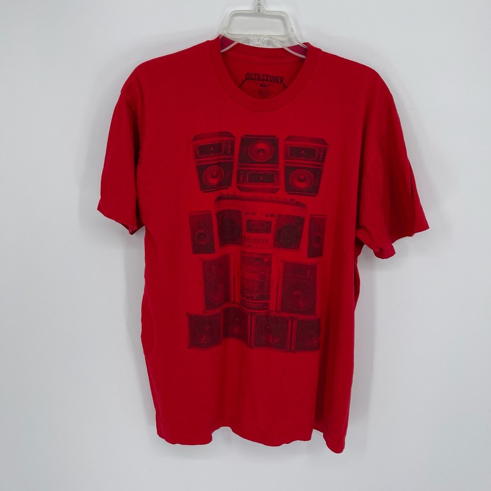 Quiksilver Men's Red Boombox Graphic Short‎ Sleeve T-Shirt Size XL